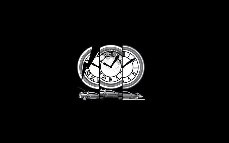 DeLorean Time Machine — Black, Dramatic, Illustration