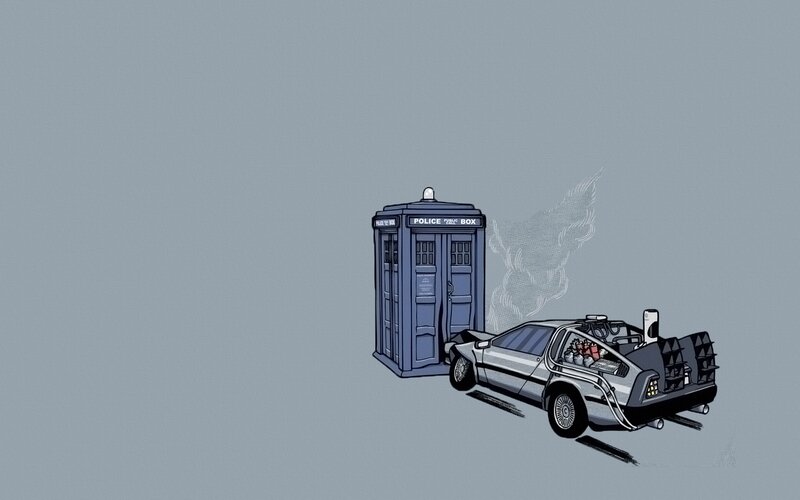 DeLorean Time Machine — Blue, Calm, Illustration