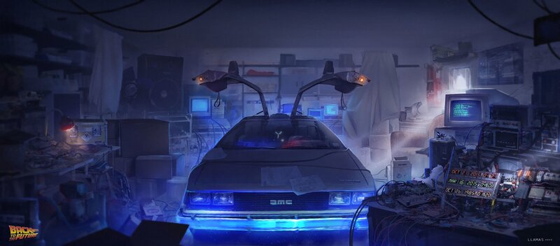 DeLorean Time Machine — Blue, Dramatic