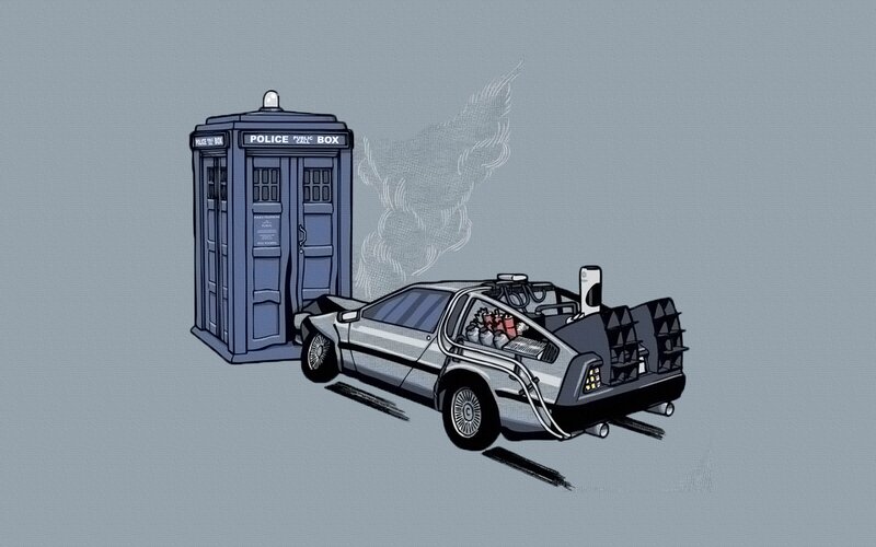 DeLorean Time Machine — Blue, Humorous