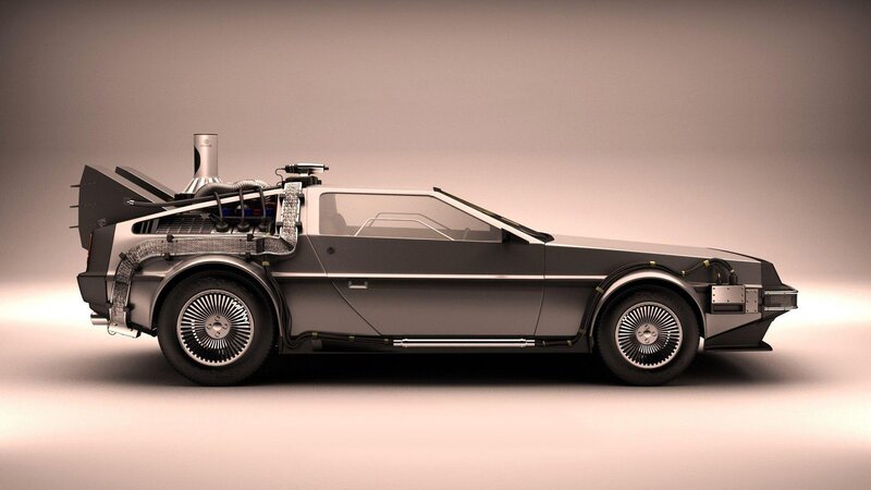 DeLorean Time Machine — Gray, Dramatic, 3d Render