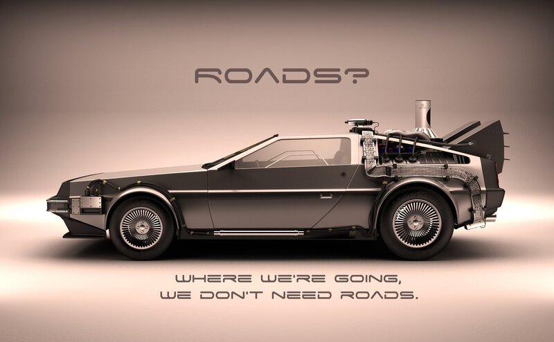 DeLorean Time Machine — Gray, Dramatic, Digital Art