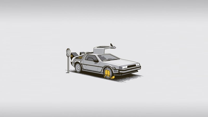 DeLorean Time Machine — Gray, Neutral, Illustration, Car
