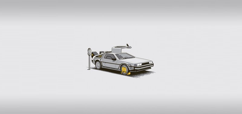 DeLorean time machine illustration