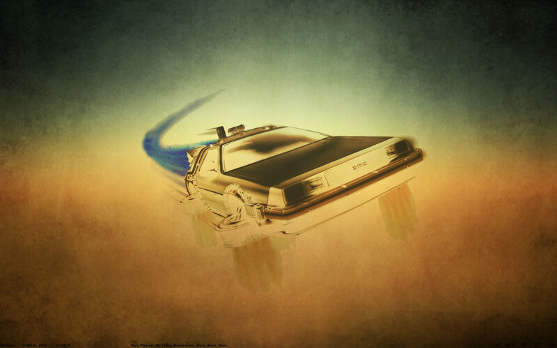 DeLorean time machine in motion