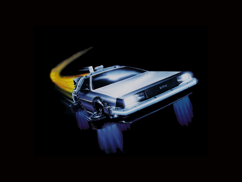 DeLorean time machine in motion