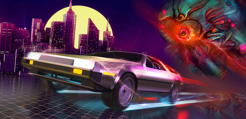 DeLorean Time Machine — Purple, Dramatic