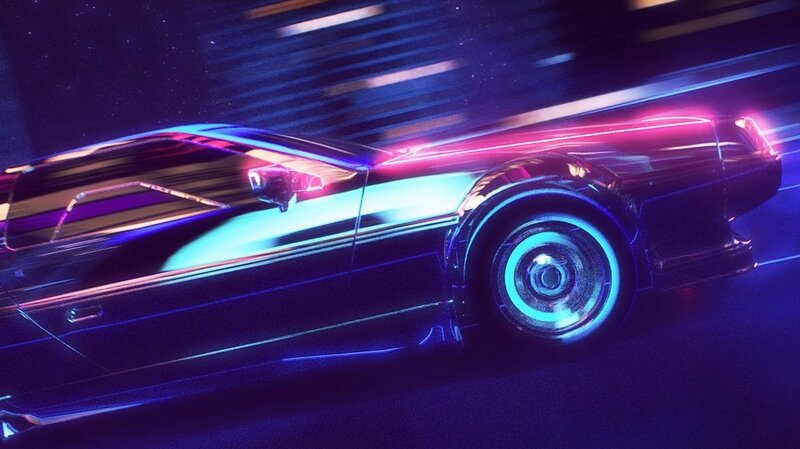 DeLorean Time Machine — Purple, Futuristic