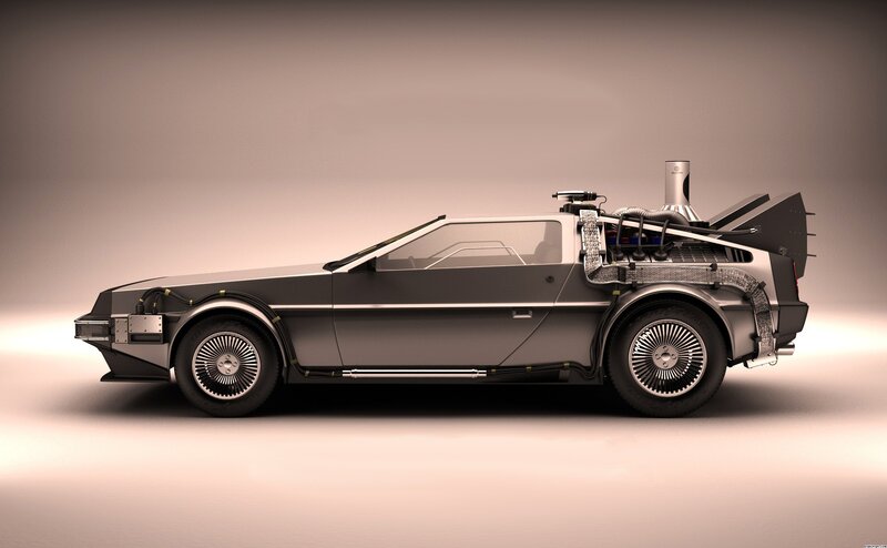 DeLorean Time Machine — Silver, Dramatic, 3d Render, Car, Time Machine, Futuristic, Sleek