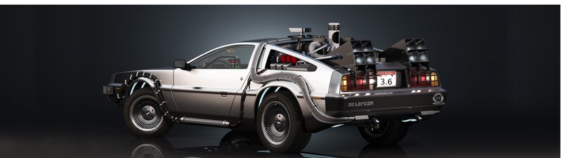 DeLorean Time Machine — Silver, Dramatic, 3d Render, Car, Time Machine, Futuristic
