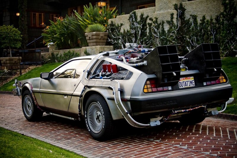 DeLorean Time Machine — Silver, Dramatic, Night, Photograph, Car, House