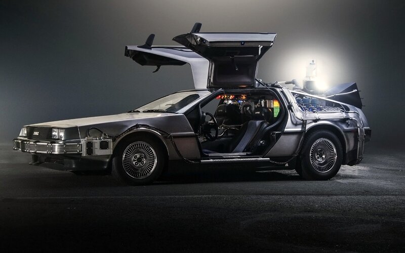DeLorean Time Machine — Silver, Dramatic, Photograph, Car