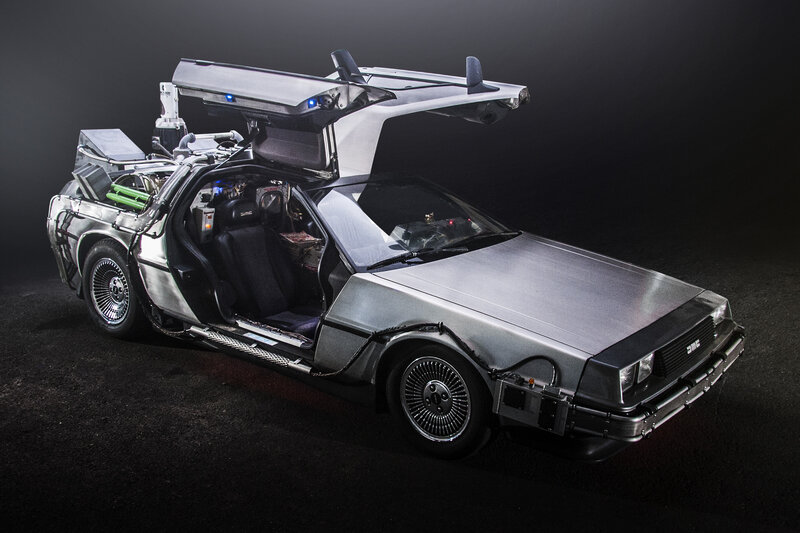DeLorean Time Machine — Silver, Dramatic, Photograph, Futuristic Car