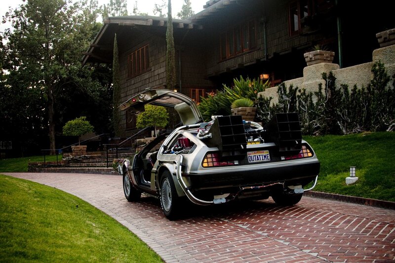 DeLorean Time Machine — Silver, Dramatic, Sunset, Photograph