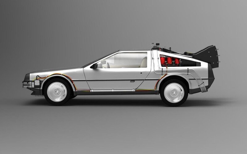 DeLorean Time Machine — Silver, Futuristic