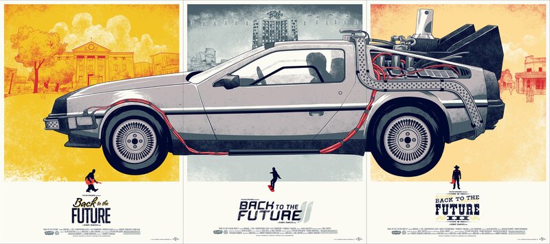 DeLorean Time Machine — Yellow, Nostalgic, Illustration, Car, Time Machine