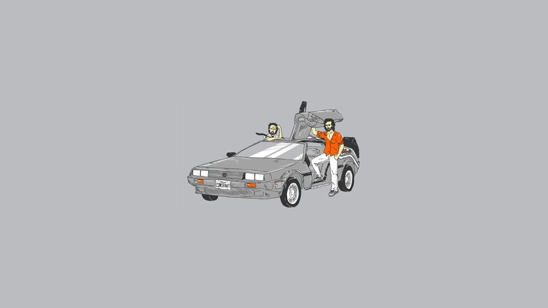 DeLorean with two men