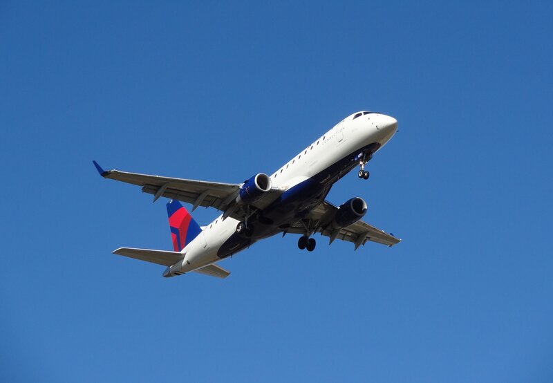 Delta Air Lines Airplane — Blue, Clear, Afternoon