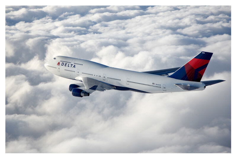 Delta Airlines Boeing 747 — White, Serene