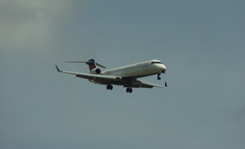 Delta Airplane in Flight — White