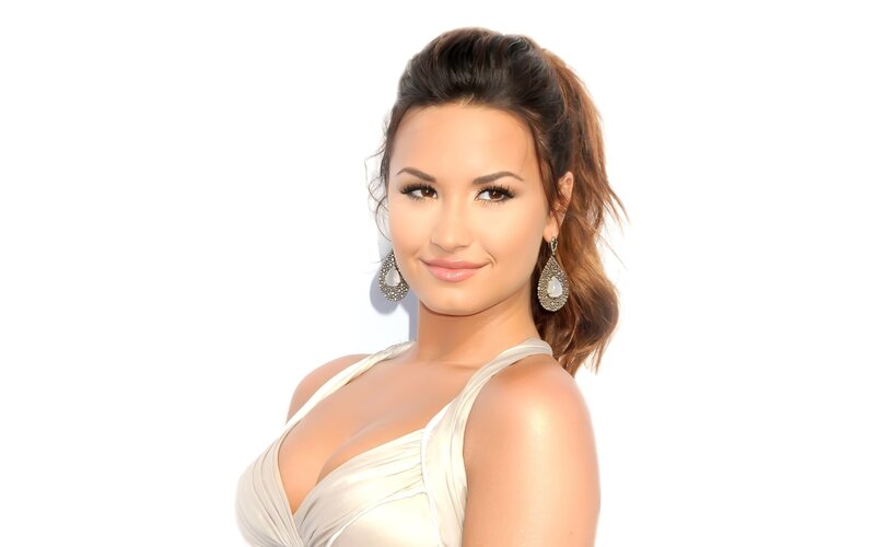 Demi Lovato in a white dress