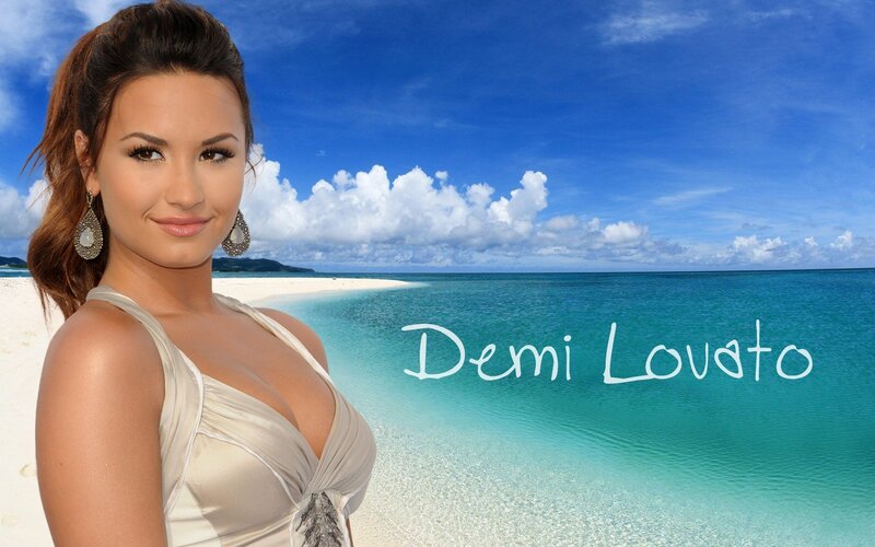 Demi Lovato on a tropical beach