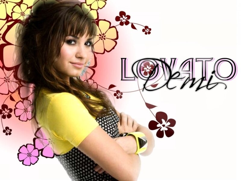 Demi Lovato with floral background