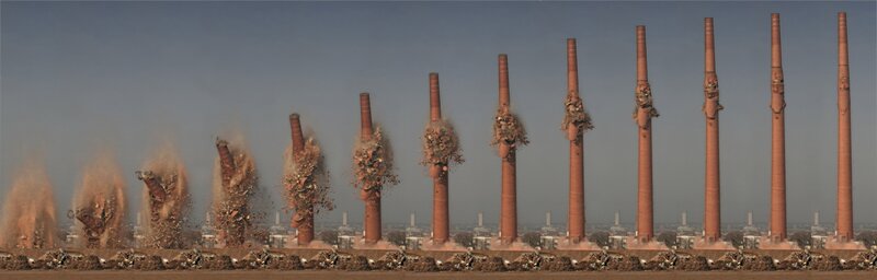 Demolition of industrial chimneys