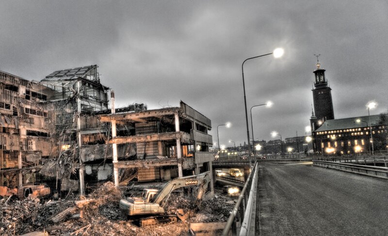 Demolition site near city hall