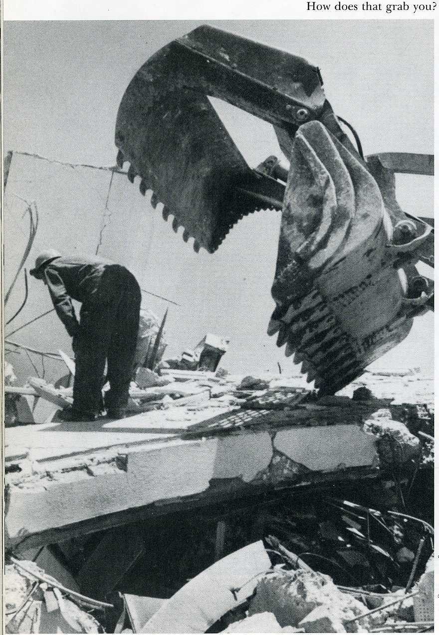 Demolition site with excavator