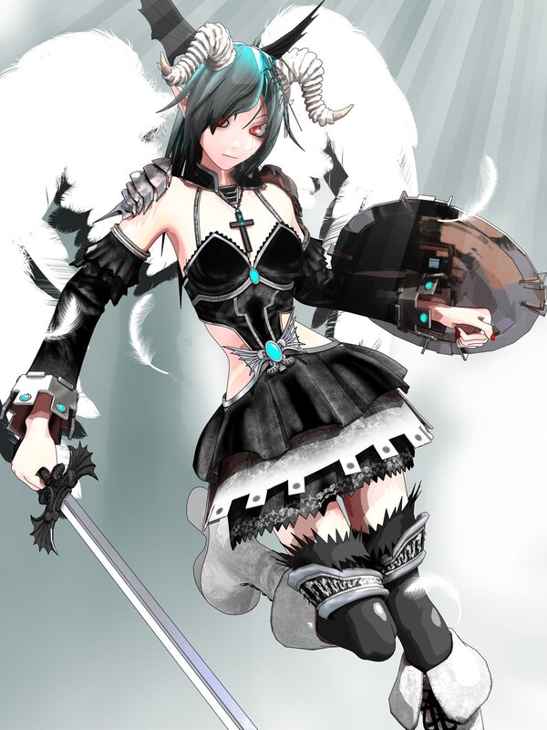 Demon angel warrior with sword