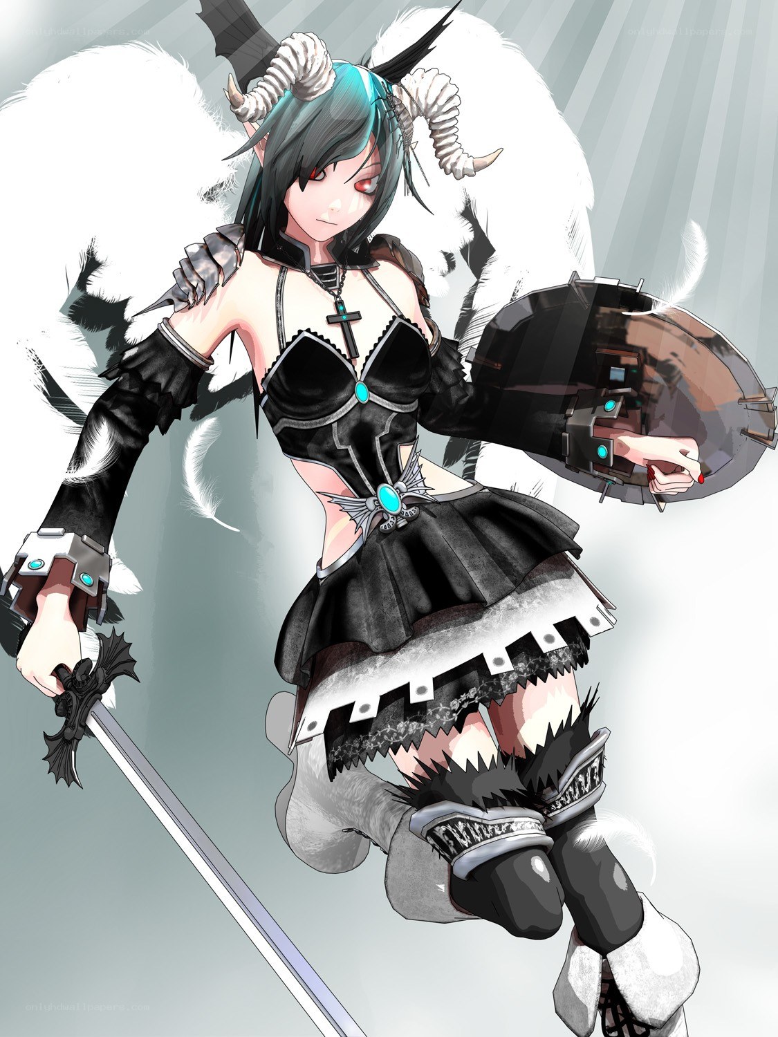 Demon angel warrior with sword
