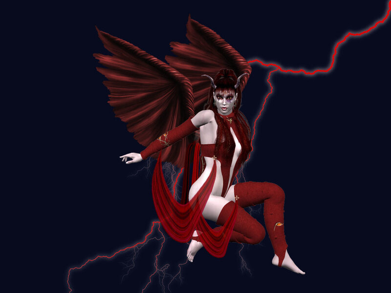 demon angel with red wings