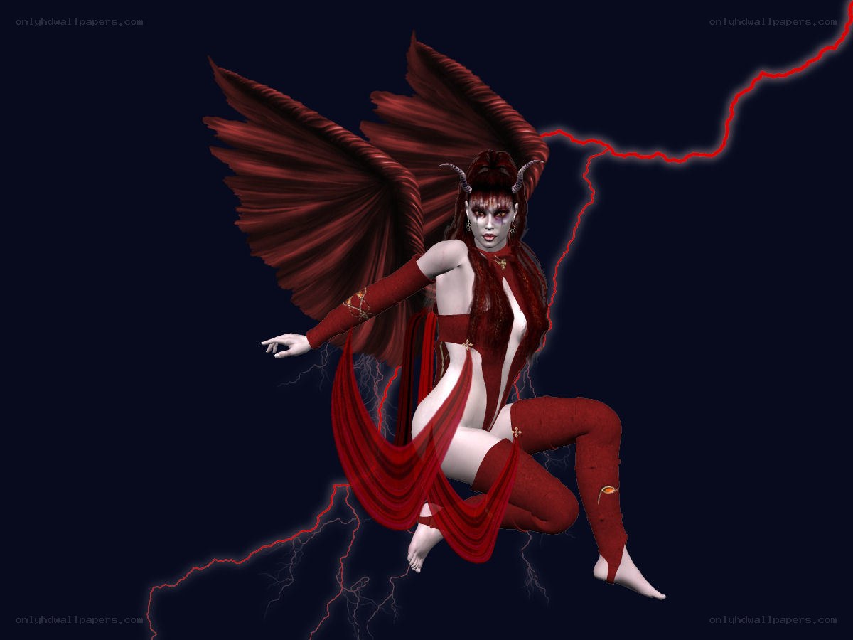 demon angel with red wings