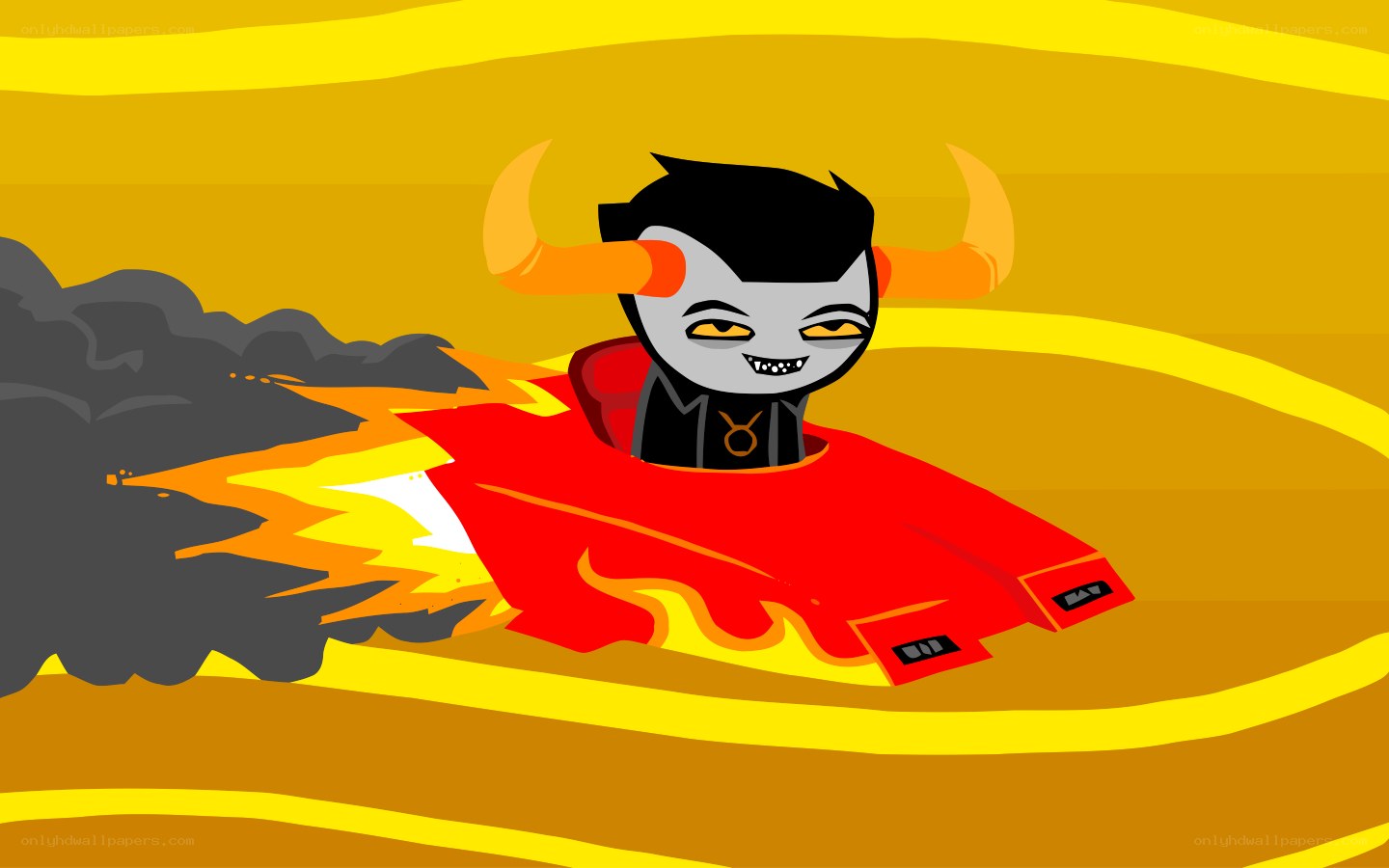 demon character in red car