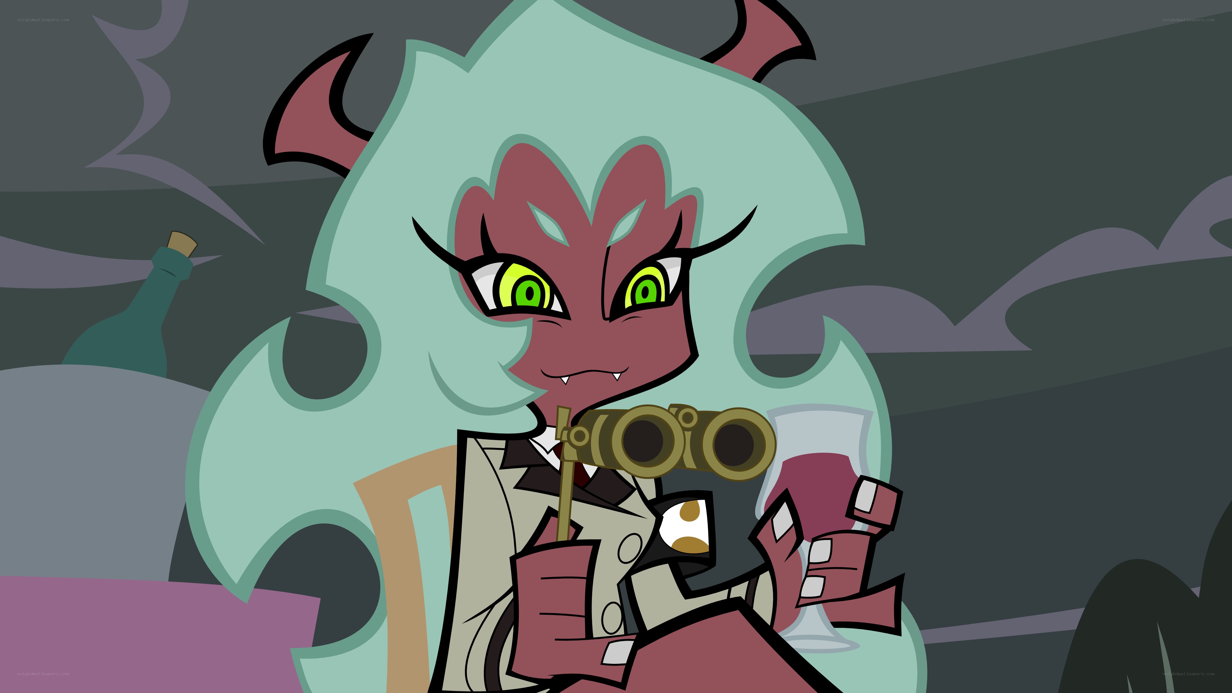 demon character with binoculars