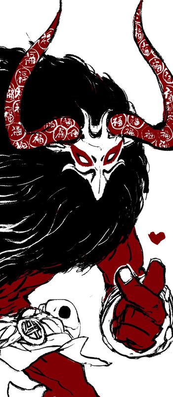 Demon Character with Horns — Black, Dramatic, Manga, Mask