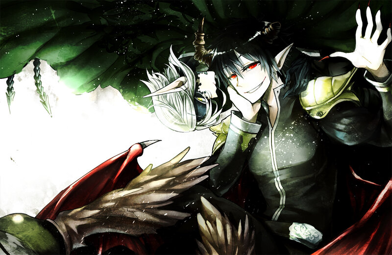 Demon Character with Horns — Black, Dramatic, Manga
