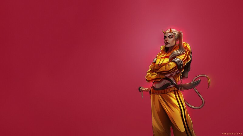 Demon Character with Horns — Red, Confident