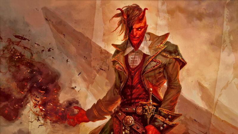 Demon Character with Horns — Red