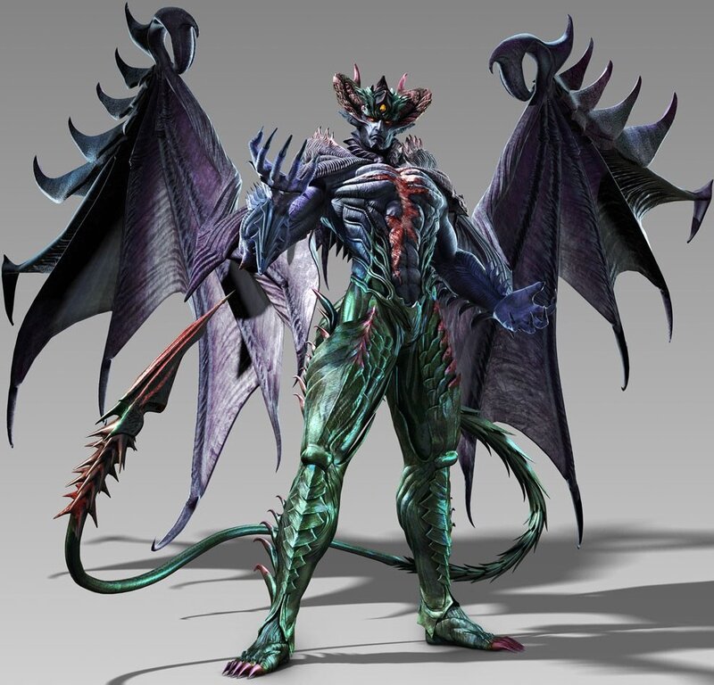 Demon Character with Wings — Green