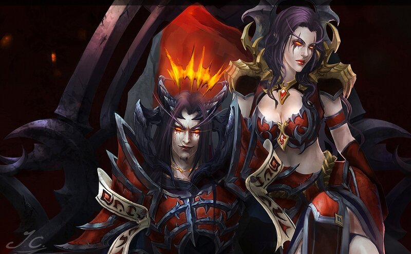 demon couple in dark armor