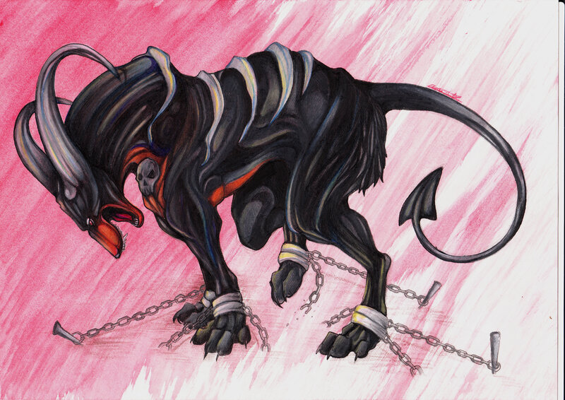 Demon dog with chains