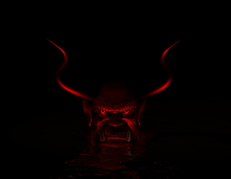 demon emerging from darkness