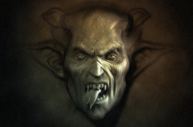 Demon Face Carving