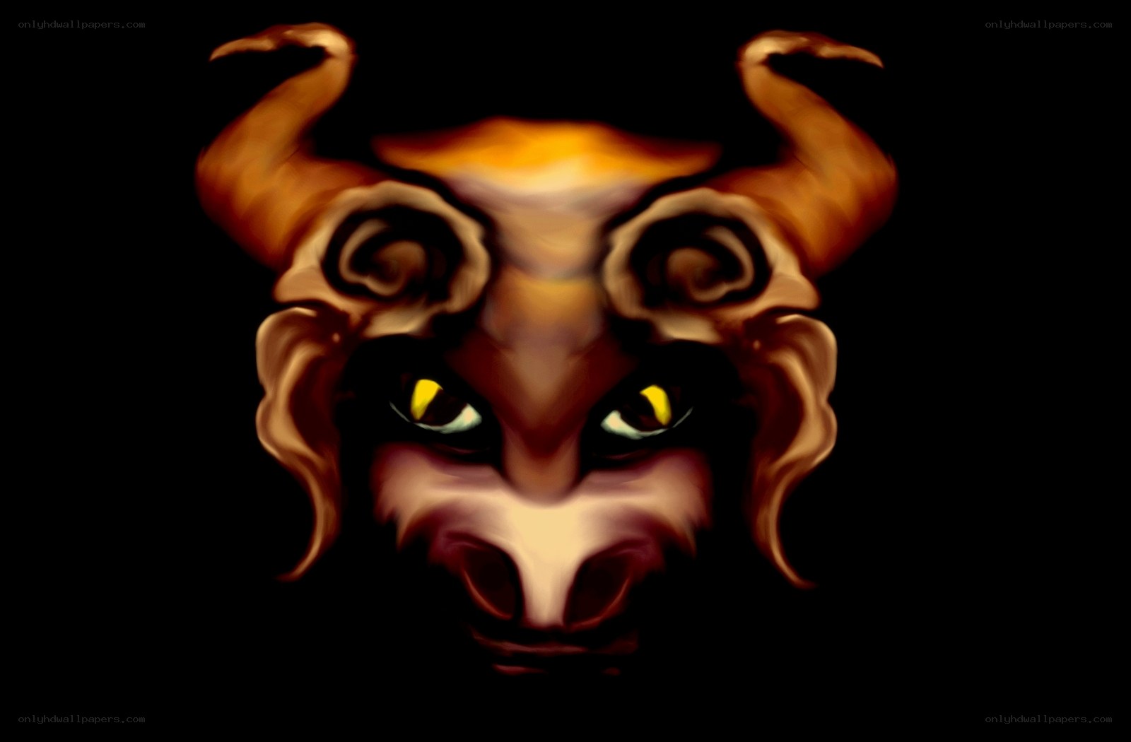 demon face with glowing eyes