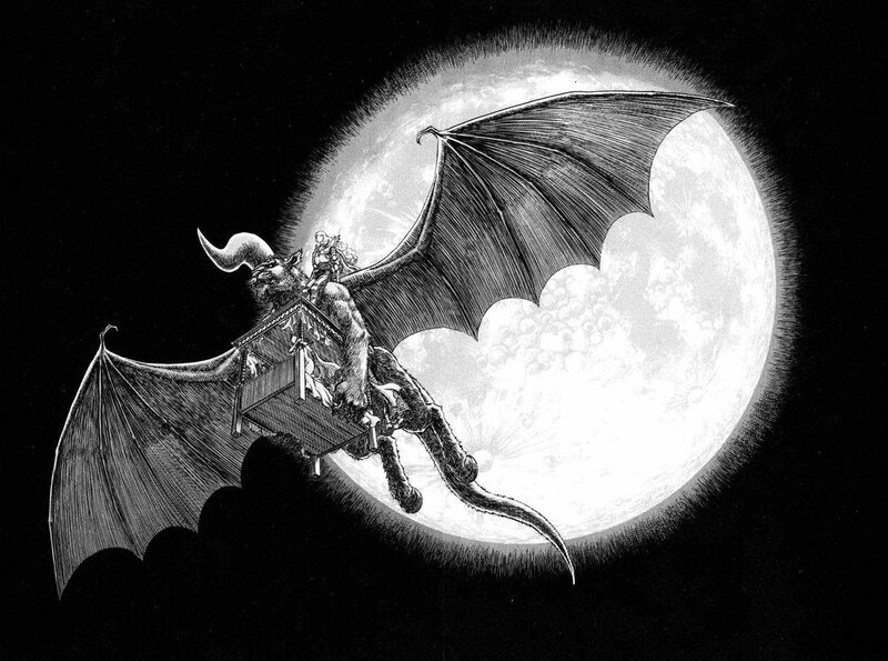 Demon Flying with Moon