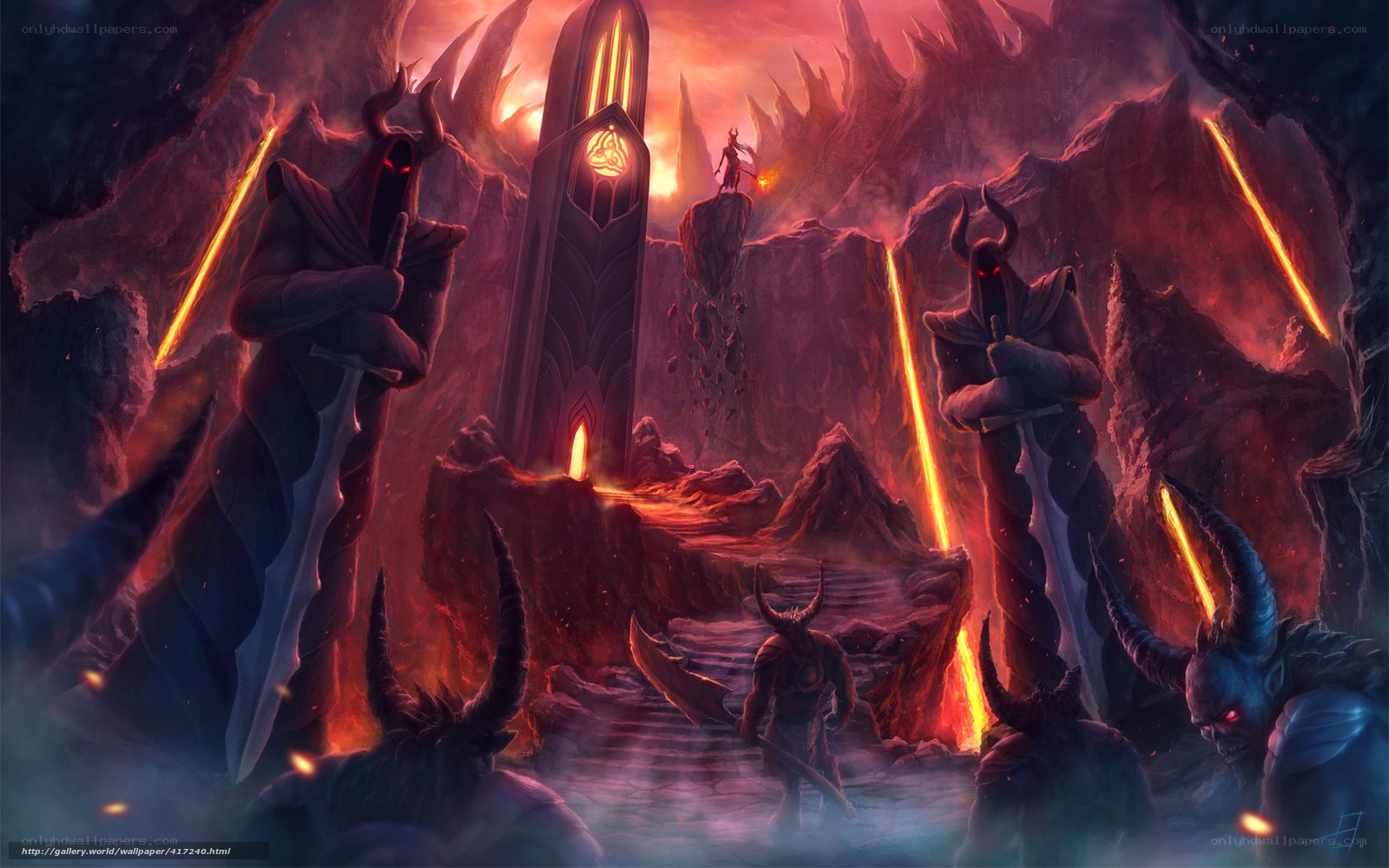 Demon fortress in hellish landscape