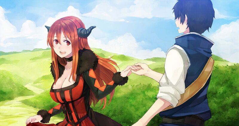 Demon girl holding hands