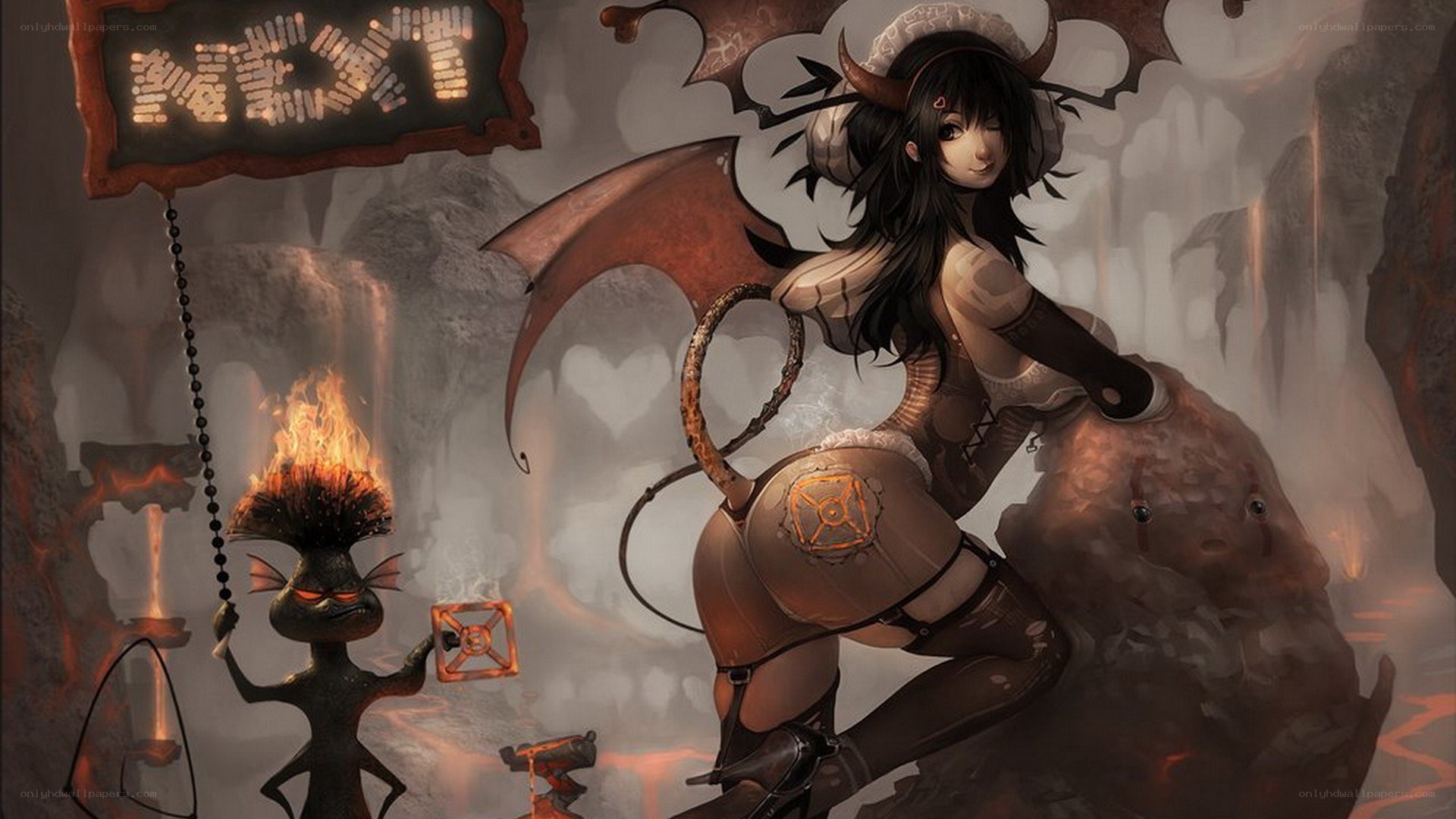 demon girl in a cave